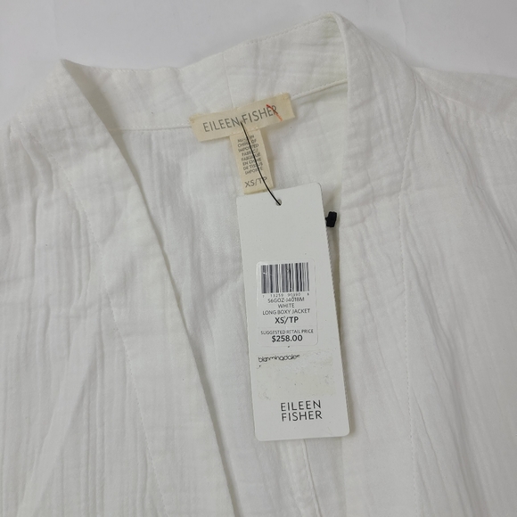 EILEEN FISHER White Long Boxy Jacket - XS - Picture 4 of 6